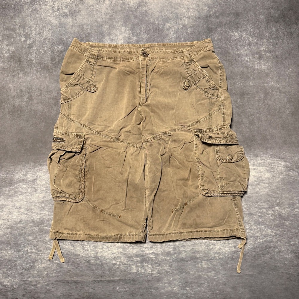 Stone Touch Mens Cargo Shorts Size 34 Green Cotton Utility Gorpcore Patina